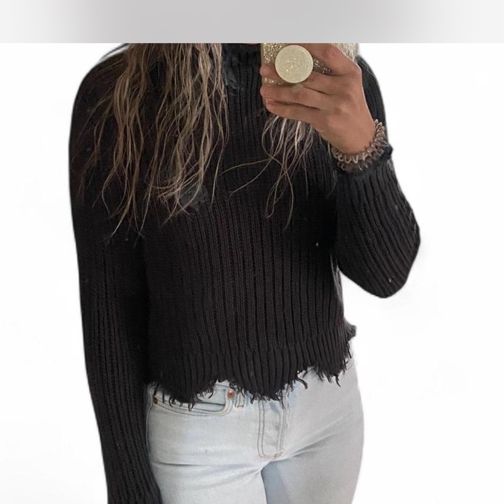 Z Supply Black Ribbed Turtleneck Sweater